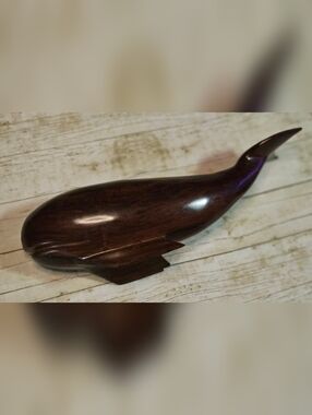 [Vintage 80s] Handcarved Ironwood Whale Laguna Beach CA Local Art